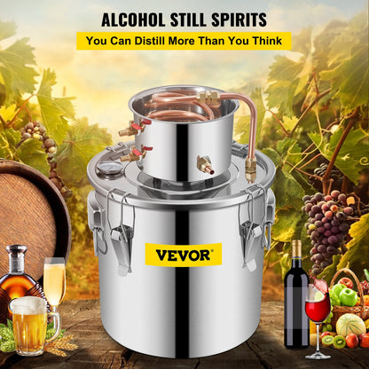 VEVOR Alcohol Still 9.6Gal/38L, Alcohol Distiller with Circulating Pump, Alcohol Still Copper Tube, Whiskey Distilling Kit with Build-In Thermometer, Whiskey Making Kit for DIY Alcohol, Stainless Stee - ZLSJ8GALDTDB00001V1 - view 2