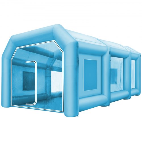 VEVOR Inflatable Paint Booth 39x16.4x13ft, Inflatable booth with 2 Blowers, Inflatable Spray Booth with Filter System, Portable Car Paint Booth for Car Parking Tent Workstation - ZP10X5X3.5MZPZH01V1 - view 1