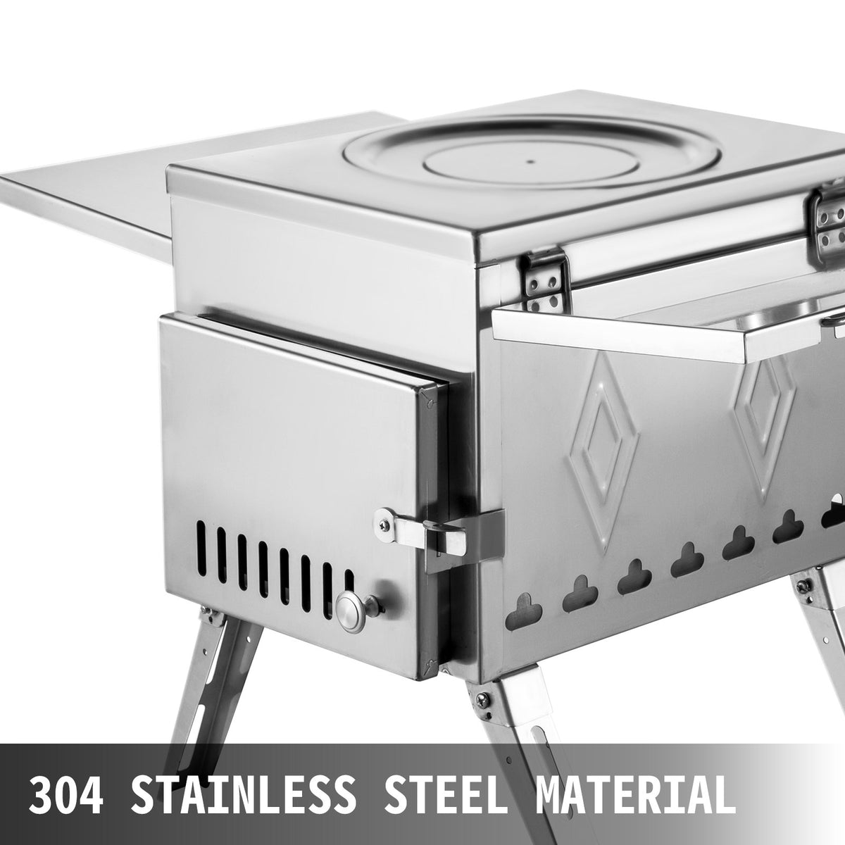 VEVOR Portable Wood Burning Camping Stove with Chimney Pipe Kit, Tent Stove for Outdoor Cooking and Hot Tent Heating, Multiple Sizes - ZPQNLYXBXGL000001V0 - view 2