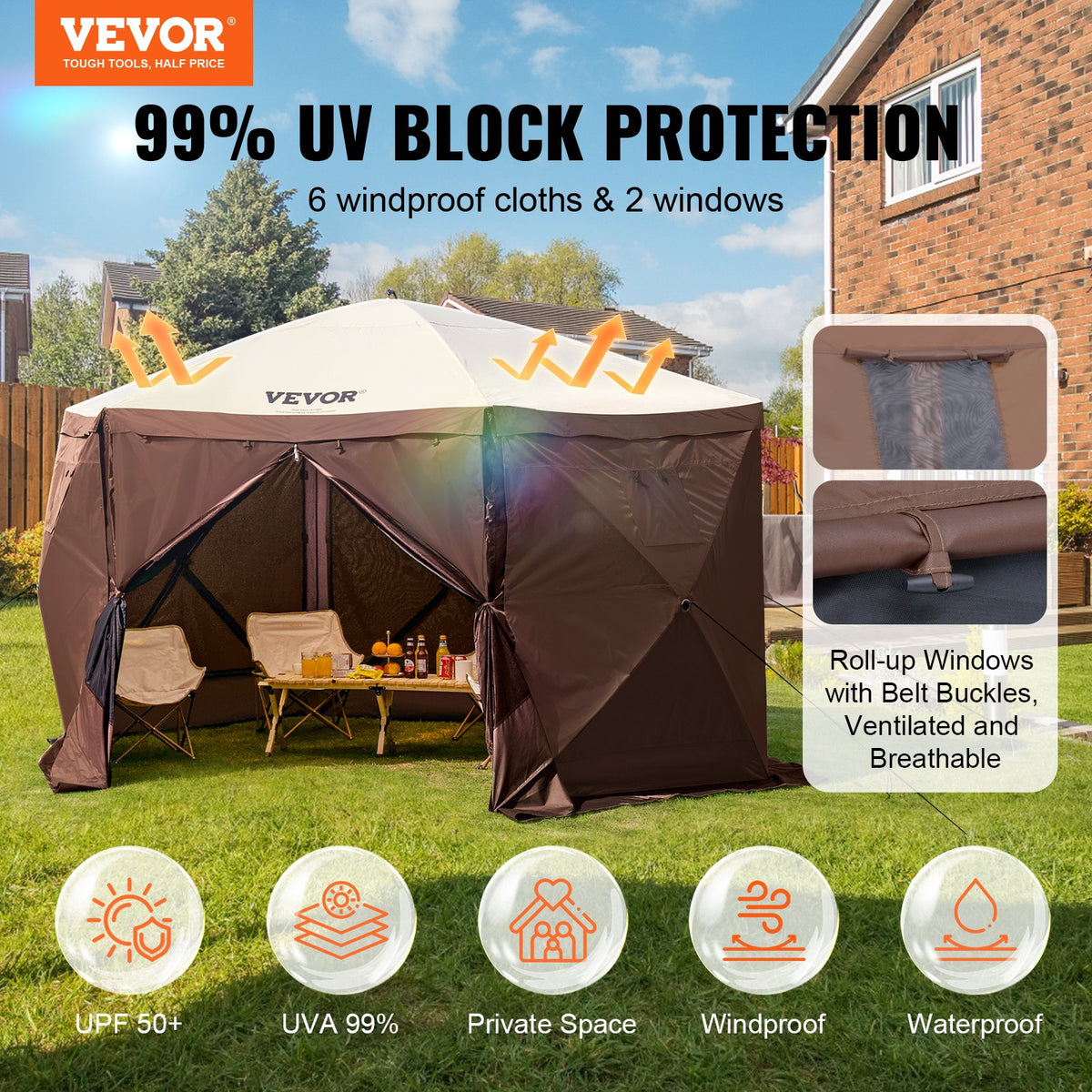 VEVOR Camping Gazebo Screen Tent - Select Your Configuration - ZPSLTJLS115X602MGV0 - view 2