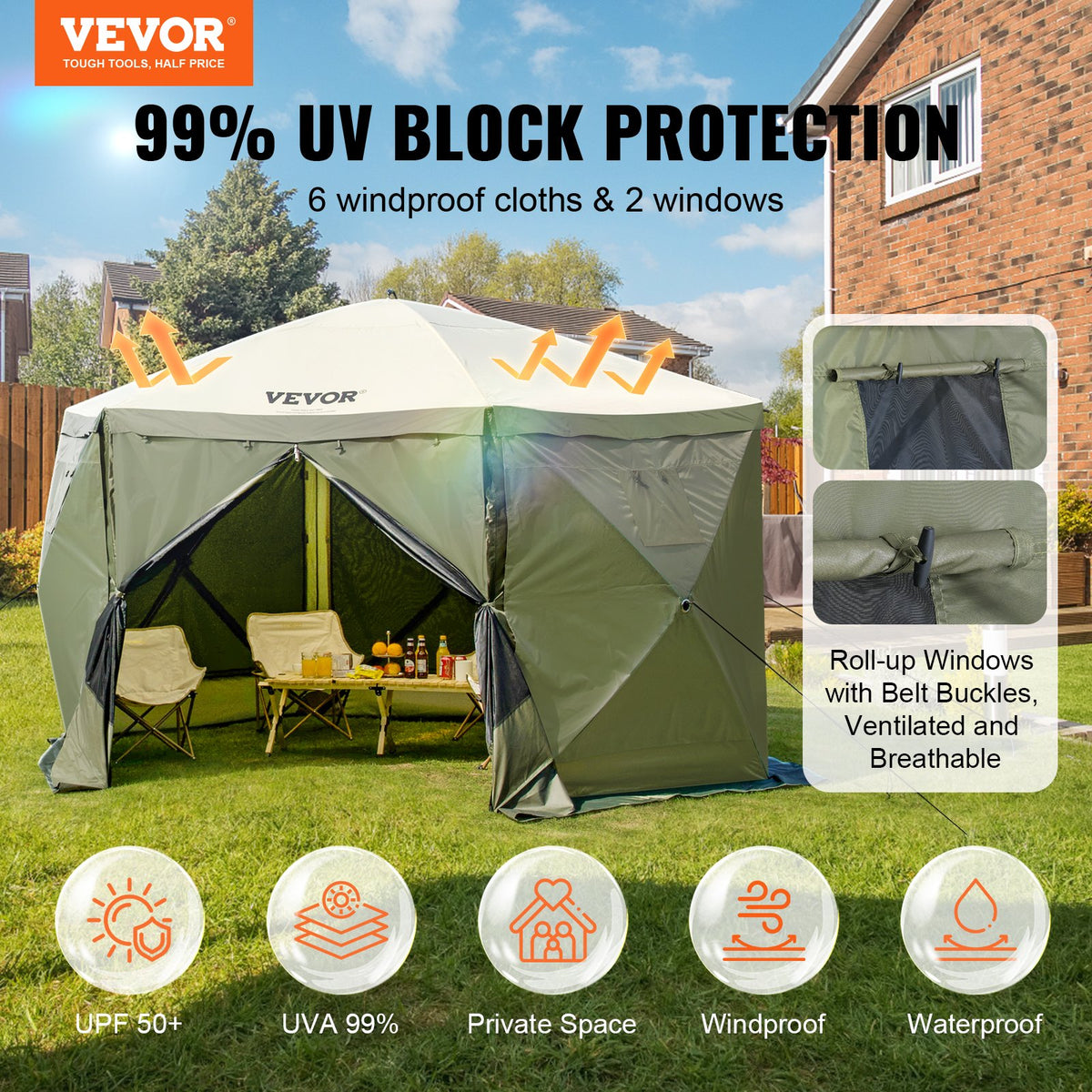 VEVOR Camping Gazebo Screen Tent - Select Your Configuration - ZPSLTJLS12X1117M6V0 - view 2