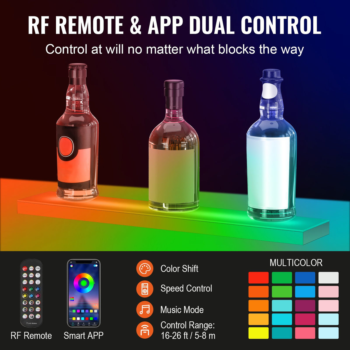 VEVOR Liquor Bottle Display Shelf - Select Your Configuration - ZTXJPLED124RF90SBV1 - view 3