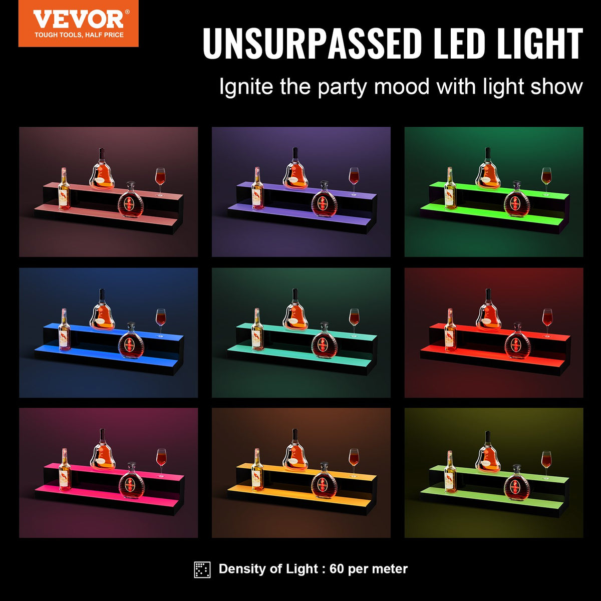 VEVOR Liquor Bottle Display Shelf - Select Your Configuration - ZTXJPLED230RFHXG3V1 - view 2