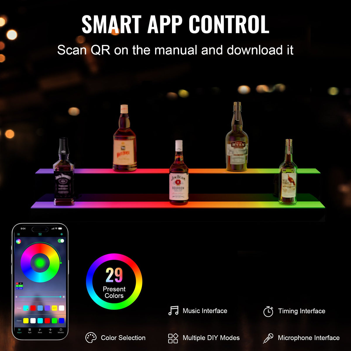 VEVOR Liquor Bottle Display Shelf - Select Your Configuration - ZTXJPLED240RF8ZR0V1 - view 3
