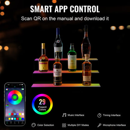 VEVOR Liquor Bottle Display Shelf - Select Your Configuration - ZTXJPLED324RFDT96V1 - view 3