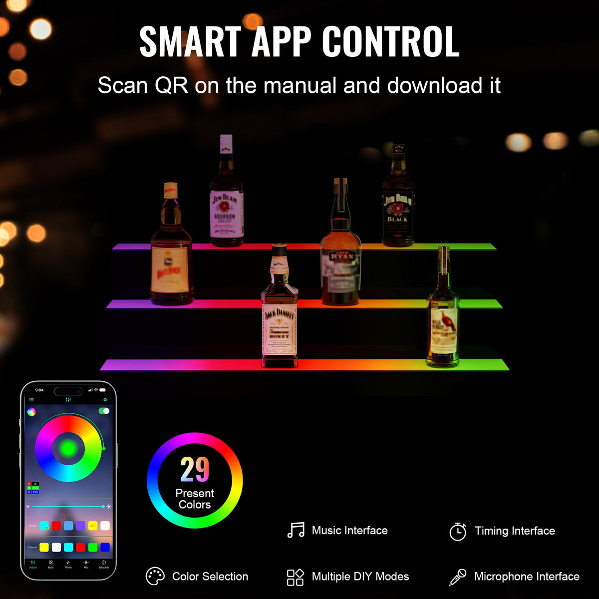 VEVOR Liquor Bottle Display Shelf - Select Your Configuration - ZTXJPLED330RF57F4V1 - view 3