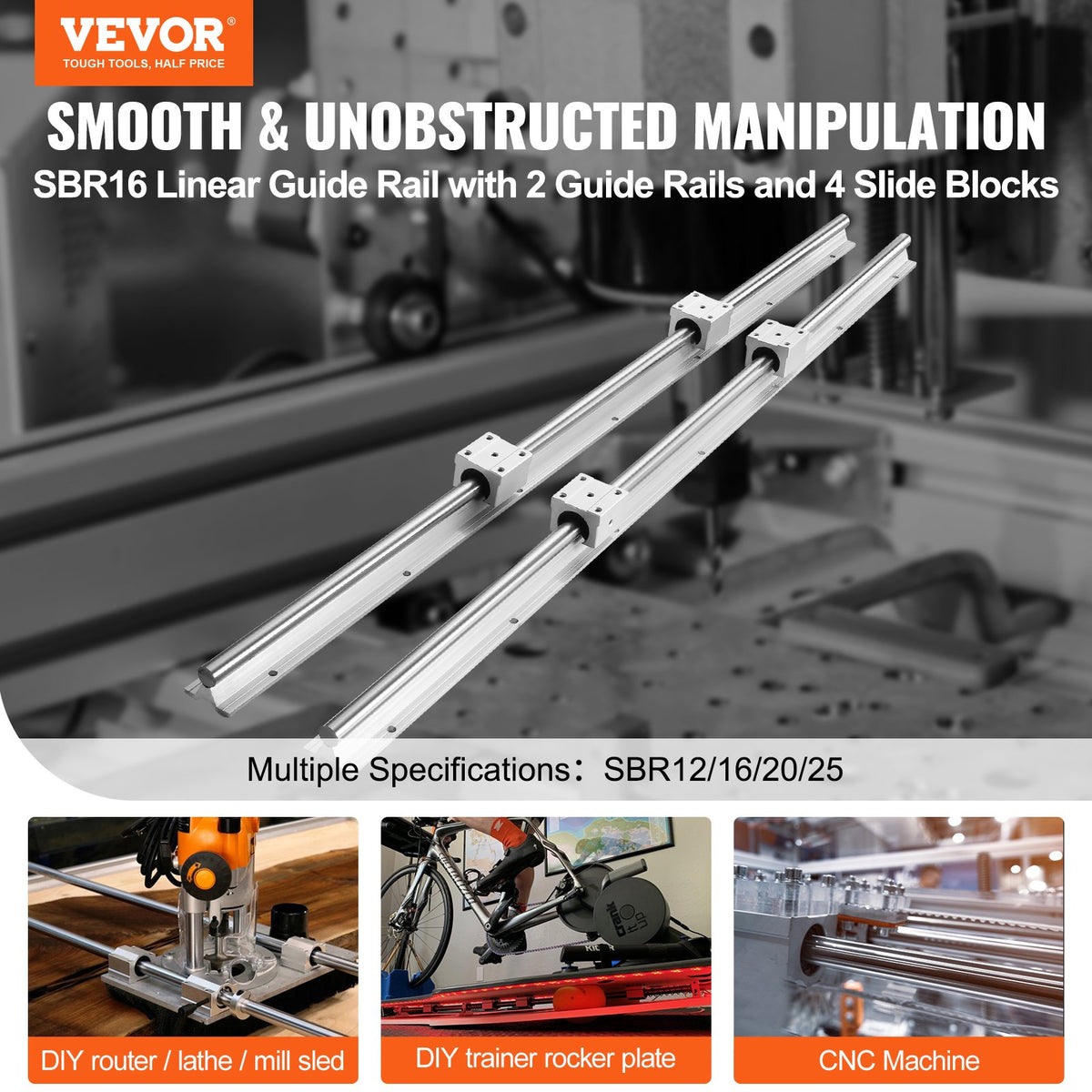 VEVOR Linear Guide Rail - Select Your Configuration - ZXDGSBR16MM10H508V0 - view 2