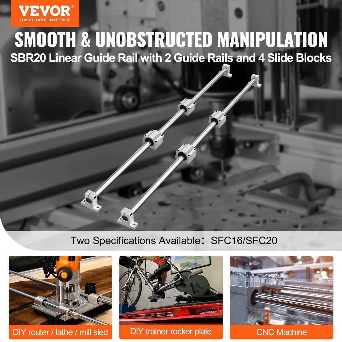 VEVOR Linear Guide Rail - Select Your Configuration - ZXH20MM1000MMMZ3DV0 - view 2