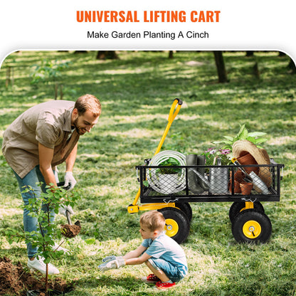 VEVOR Steel Garden Cart, Heavy Duty 500 lbs Capacity, with Removable Mesh Sides to Convert into Flatbed, Utility Metal Wagon with 180° Rotating Handle and 10 in Tires, Perfect for - ZXHYTCHSBB5009EM3V0 - view 2