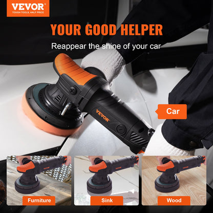 VEVOR Buffer Polisher, 6-Inch Random Orbital Polisher for Car Detailing, 6 Variable Speed 1900-4600RPM Dual Action Polisher Waxer Kit, with Detachable Handle for Car, Boat, - ZYJQCPG60110VZMGAV1 - view 2