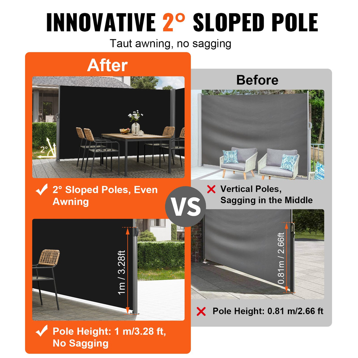 VEVOR Retractable Side Awnings - Select Your Configuration - ZYPF180X600CMBK01V0 - view 3