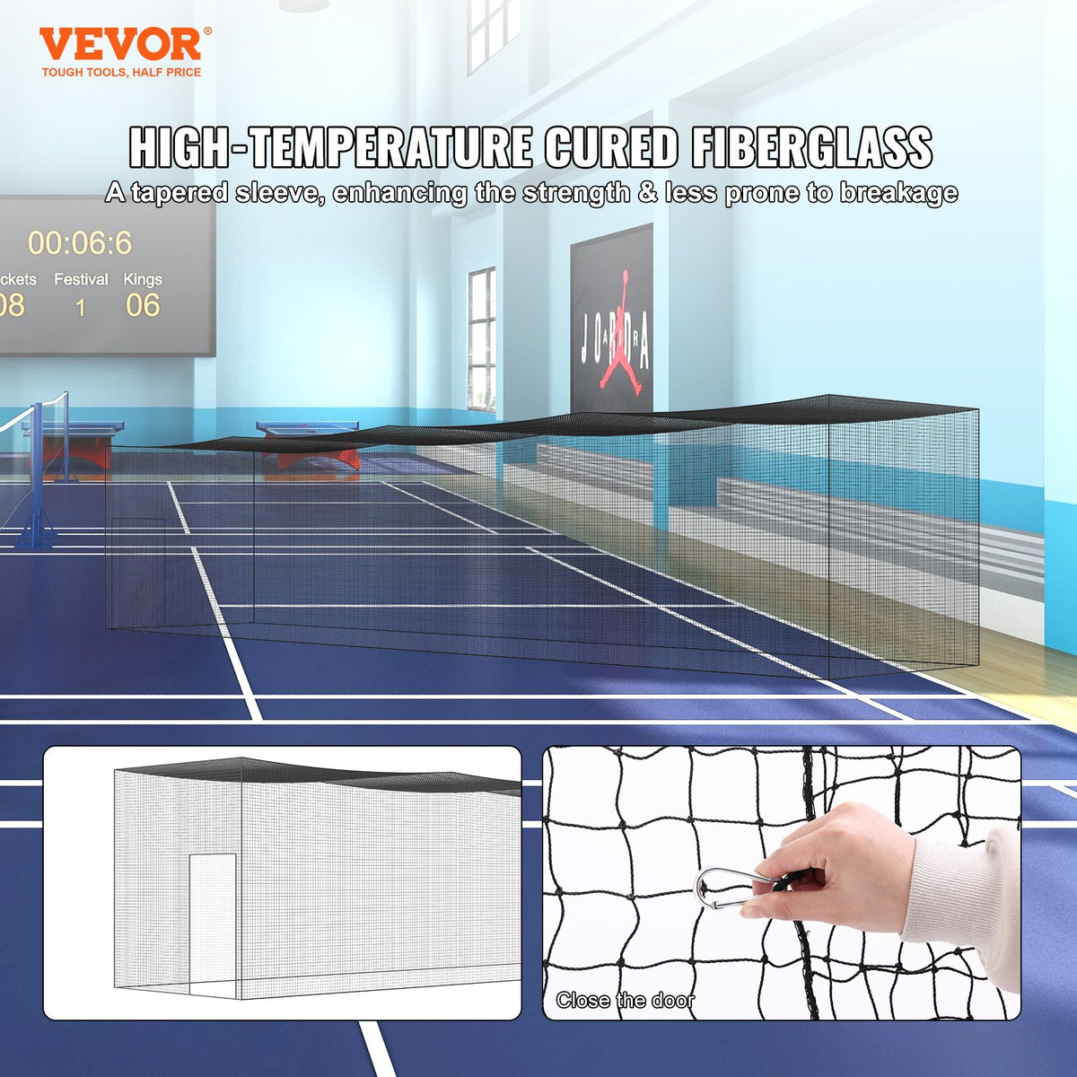 VEVOR Baseball Batting Netting, Professional Softball Baseball Batting Hitting Training Net, Practice Portable Pitching Cage Net with Door & Carry Bag, Heavy Duty Enclosed PE - ZYW55YC000000XQ1FV0 - view 2