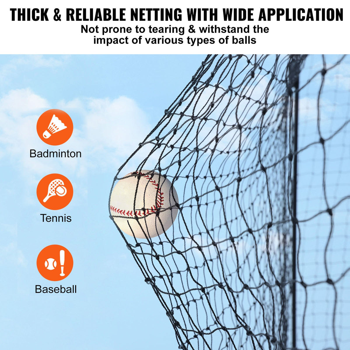 VEVOR Baseball Batting Netting, Professional Softball Baseball Batting Hitting Training Net, Practice Portable Pitching Cage Net with Door & Carry Bag, Heavy Duty Enclosed PE - ZYW70YC00000EYEXCV0 - view 3