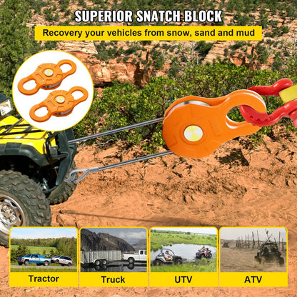 VEVOR Snatch Block, 11T/25,000 LBS Working Load Limit, Heavy Duty Winch Pulley for 0.55\"/14 mm Synthetic Rope or Soft Shackles, Off-Road Recovery Accessories for Tractor, Truck, - ZZDZJCH225000CSSEV0 - view 2