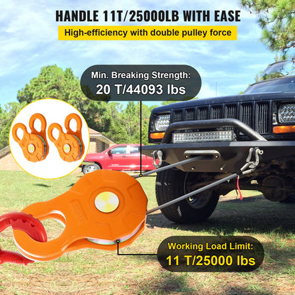 VEVOR Snatch Block, 11T/25,000 LBS Working Load Limit, Heavy Duty Winch Pulley for 0.55\"/14 mm Synthetic Rope or Soft Shackles, Off-Road Recovery Accessories for Tractor, Truck, - ZZDZJCH225000CSSEV0 - view 3