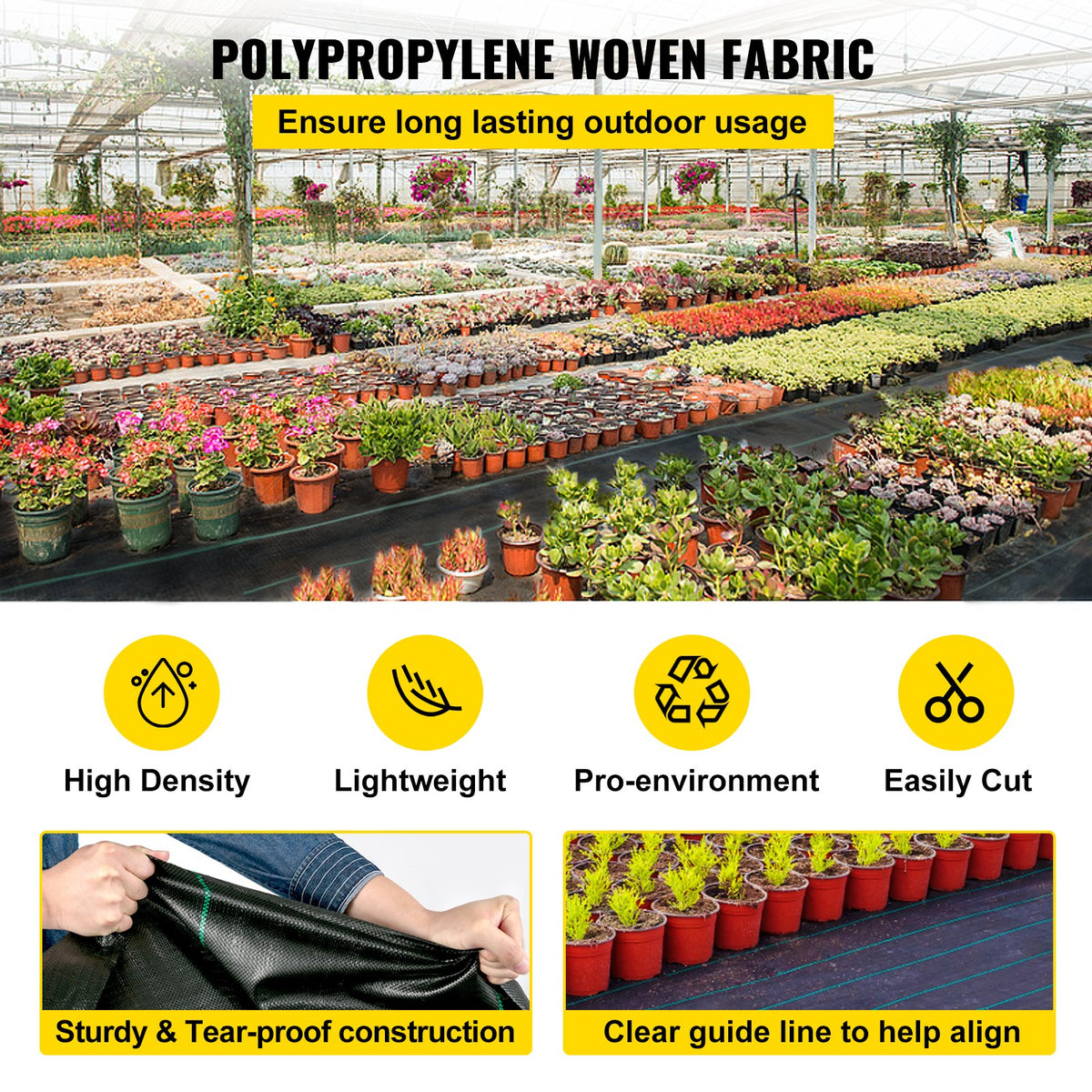 VEVOR PP Weed Barrier Fabric and Others - Select Your Configuration - ZZZP6.5X300YC3OZ1V0 - view 3