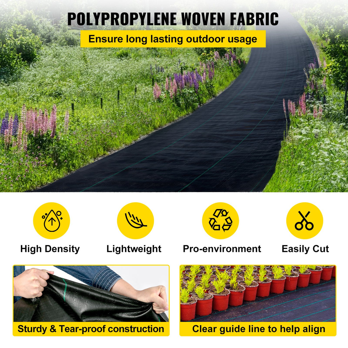 VEVOR PP Weed Barrier Fabric and Others - Select Your Configuration - ZZZP6X300YC3.2OZ1V0 - view 3
