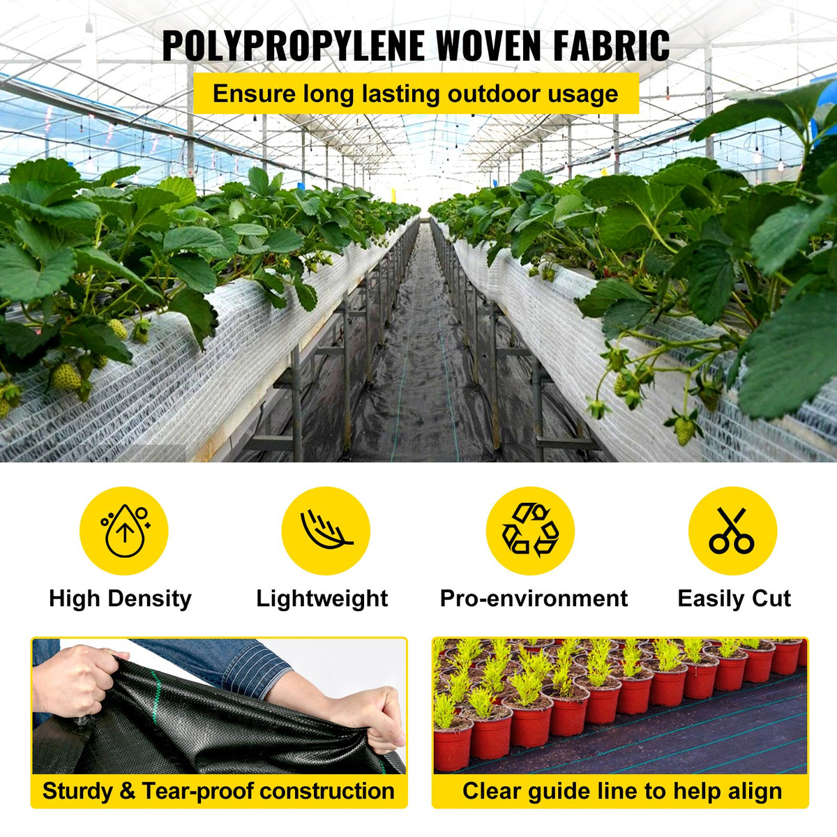 VEVOR PP Weed Barrier Fabric and Others - Select Your Configuration - ZZZP6X300YCFCB001V0 - view 3