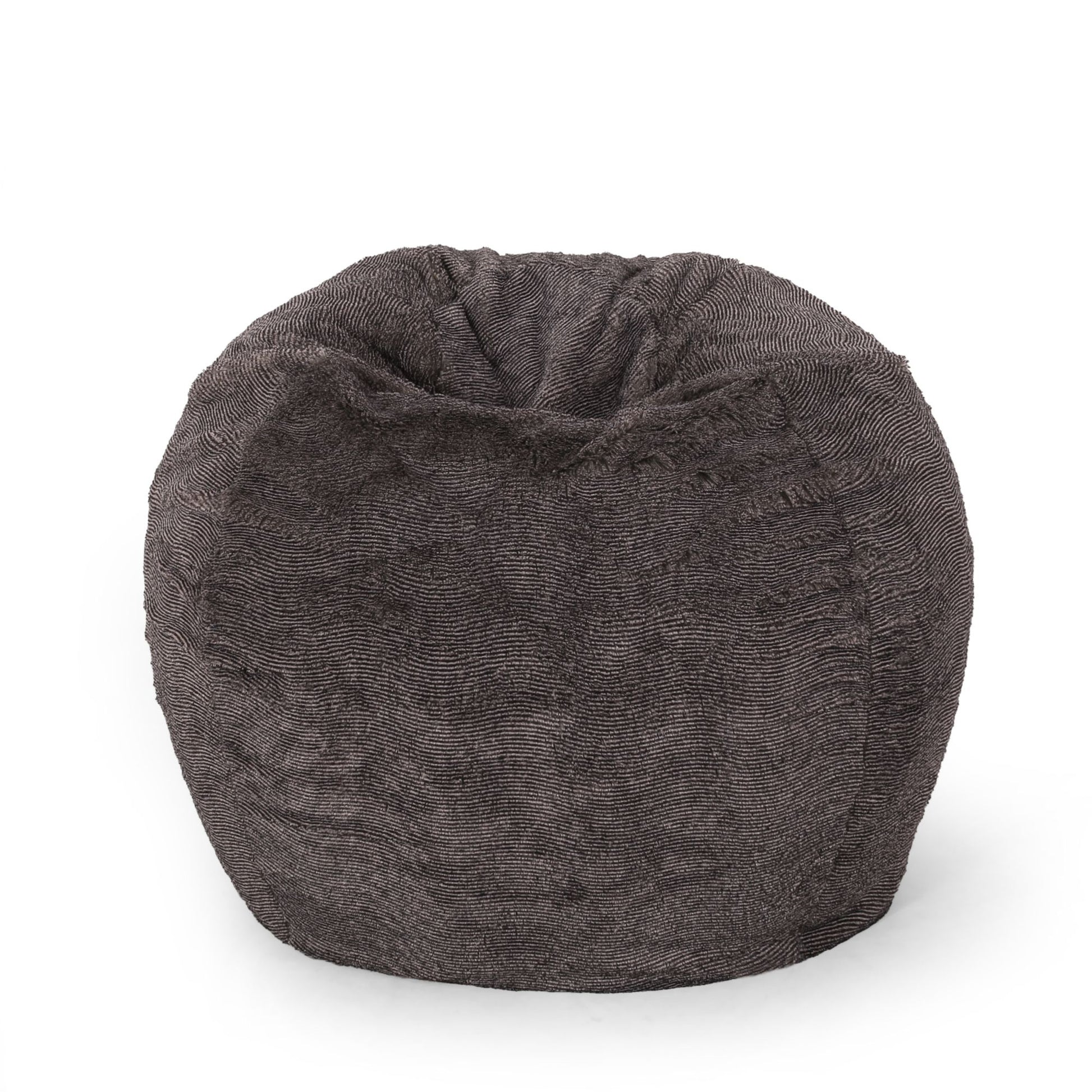 Vida 3 Foot Rounded Faux Fur Bean Bag, Brown/Beige image 1