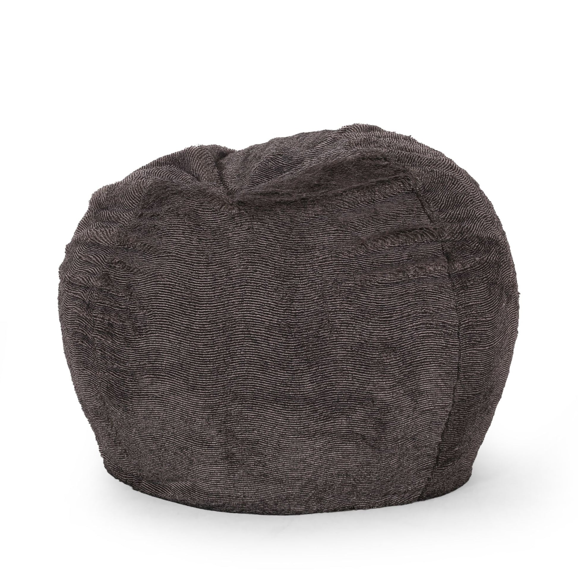 Vida 3 Foot Rounded Faux Fur Bean Bag, Brown/Beige image 3