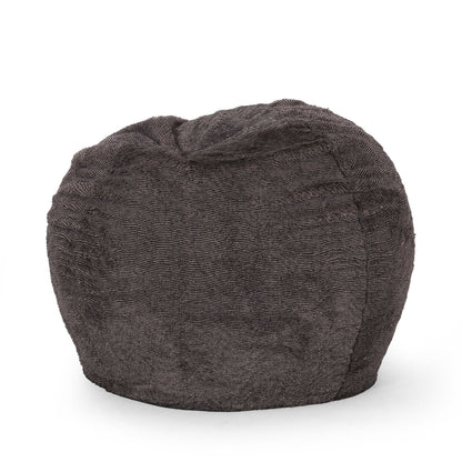 Vida 3 Foot Rounded Faux Fur Bean Bag, Brown/Beige image 3