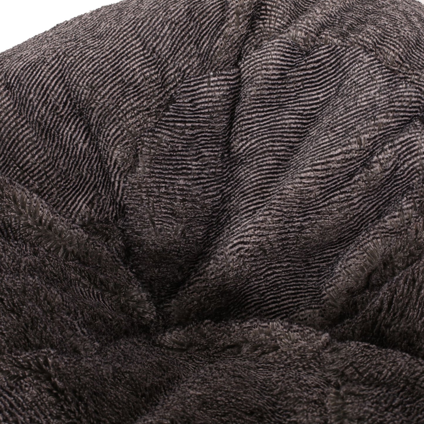 Vida 3 Foot Rounded Faux Fur Bean Bag, Brown/Beige image 4