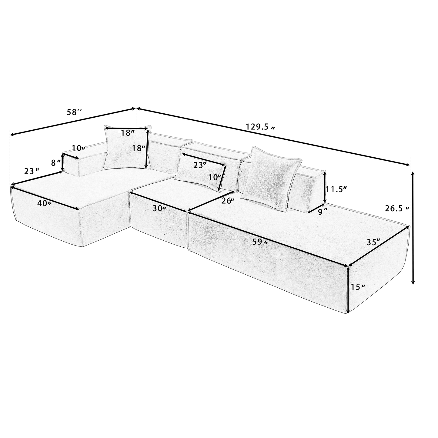 [VIDEO PROVIDED] Modular combination living room sofa set, modern minimalist sofa, free installation sofa, L-shaped, Ita image 13