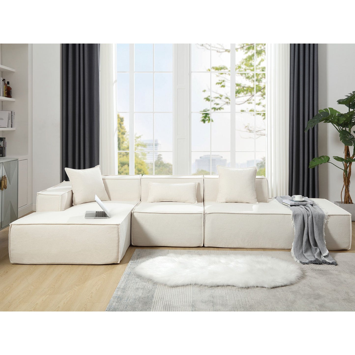 [VIDEO PROVIDED] Modular combination living room sofa set, modern minimalist sofa, free installation sofa, L-shaped, Ita image 1