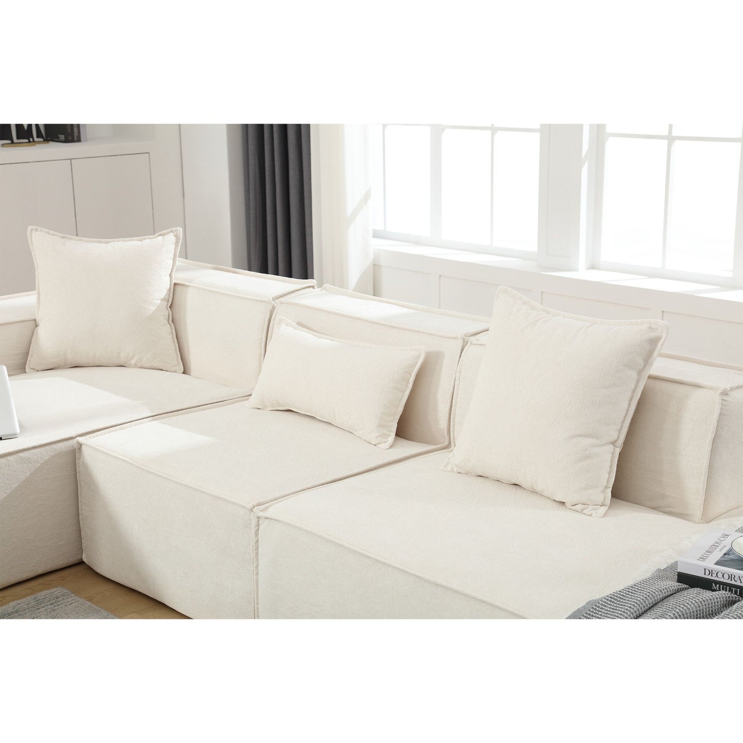 [VIDEO PROVIDED] Modular combination living room sofa set, modern minimalist sofa, free installation sofa, L-shaped, Ita image 4