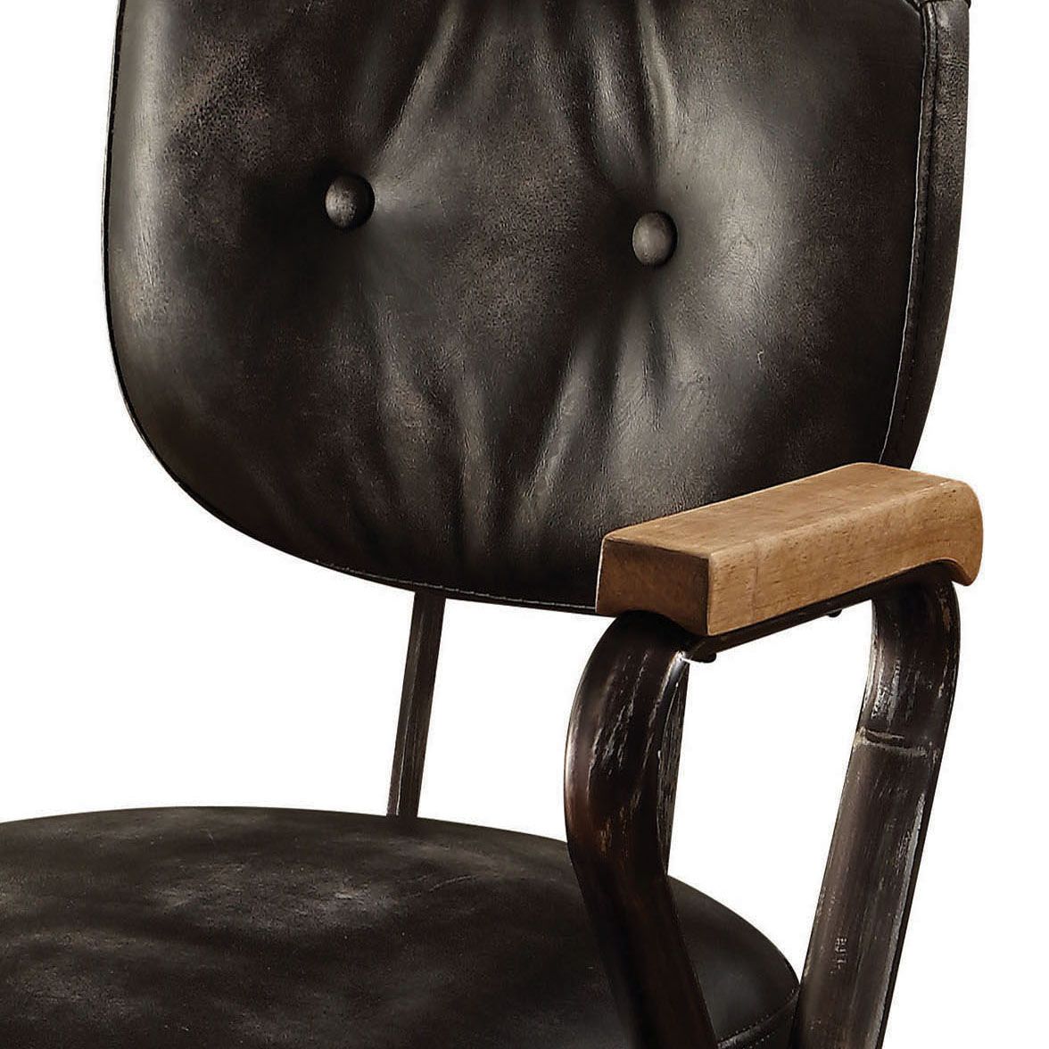 Vintage Black Swivel Office Chair with Nailhead Trim image 4