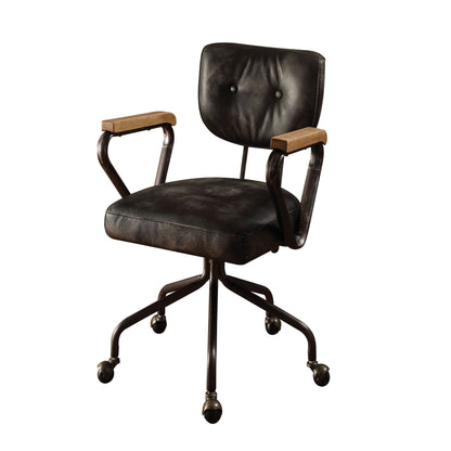 Vintage Black Swivel Office Chair with Nailhead Trim image 2