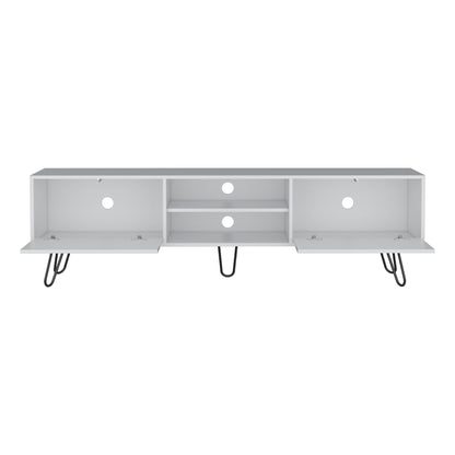 Waco TV Rack, Hairpin Stand with Spacious Storage and Cable Management Holes, White image 4