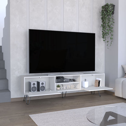 Waco TV Rack, Hairpin Stand with Spacious Storage and Cable Management Holes, White image 3