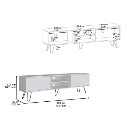 Waco TV Rack, Hairpin Stand with Spacious Storage and Cable Management Holes, White image 7