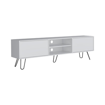 Waco TV Rack, Hairpin Stand with Spacious Storage and Cable Management Holes, White image 2