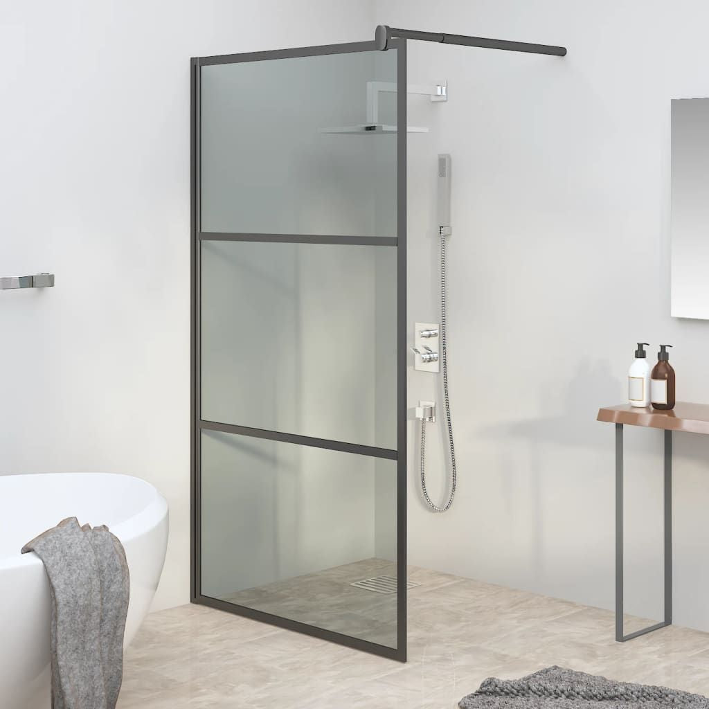 Walk-in Shower Wall 39.4"x76.8" Dark ESG Glass Black image 1
