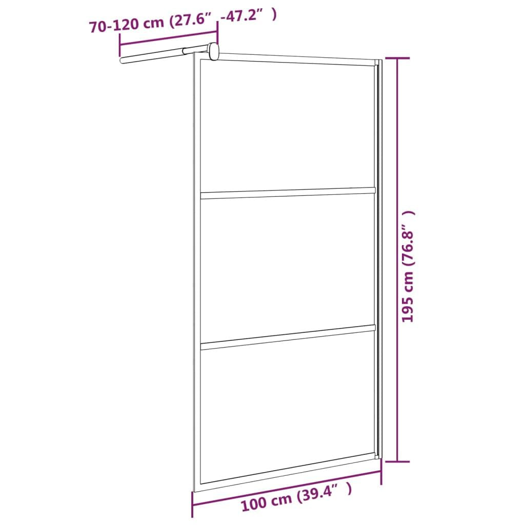 Walk-in Shower Wall 39.4"x76.8" Dark ESG Glass Black image 7