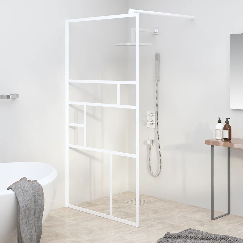 Walk-in Shower Wall 45.3"x76.8" ESG Glass White image 1