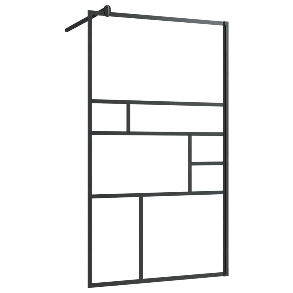 Walk-in Shower Wall with Clear ESG Glass 35.4"x76.8" Black image 2