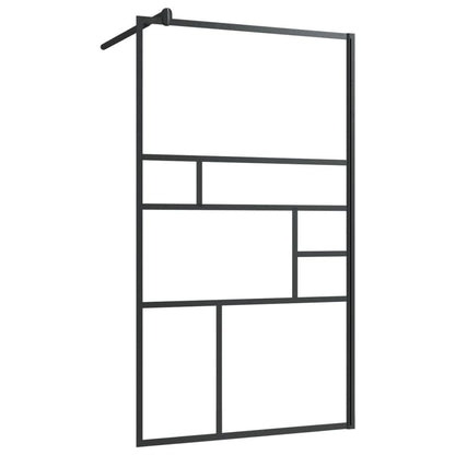 Walk-in Shower Wall with Clear ESG Glass 35.4"x76.8" Black image 2