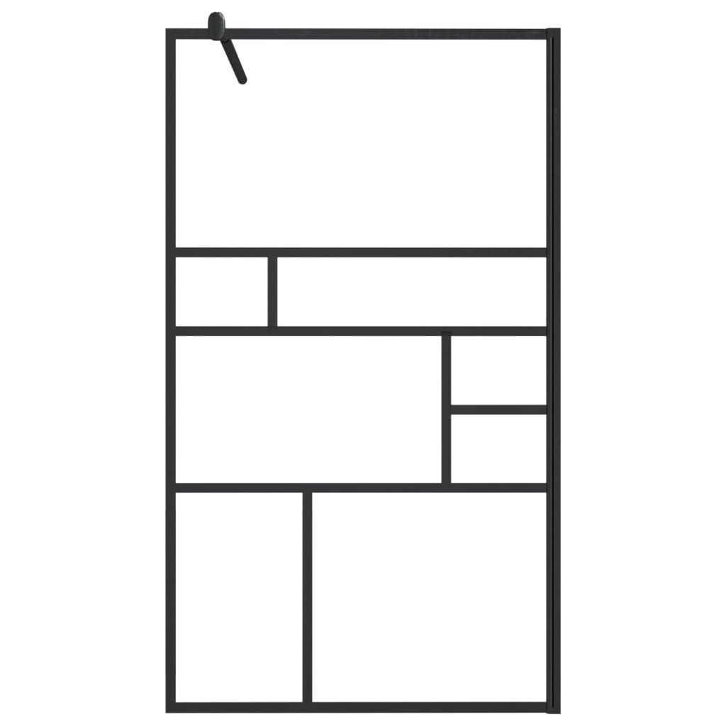 Walk-in Shower Wall with Clear ESG Glass 35.4"x76.8" Black image 3