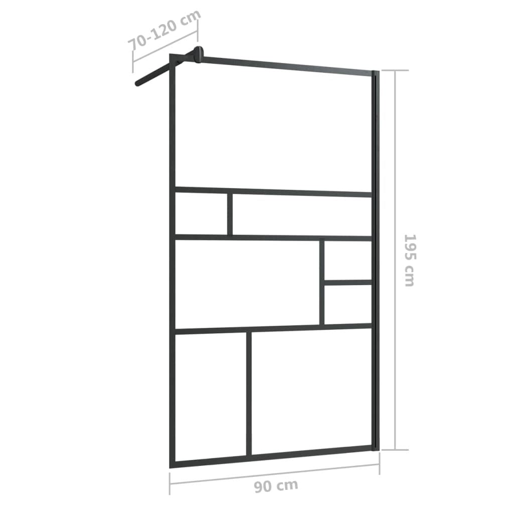 Walk-in Shower Wall with Clear ESG Glass 35.4"x76.8" Black image 6