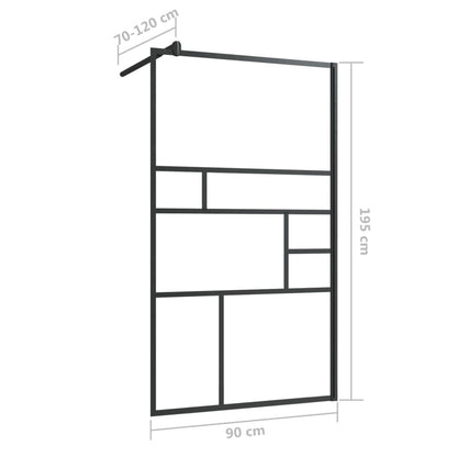 Walk-in Shower Wall with Clear ESG Glass 35.4"x76.8" Black image 6