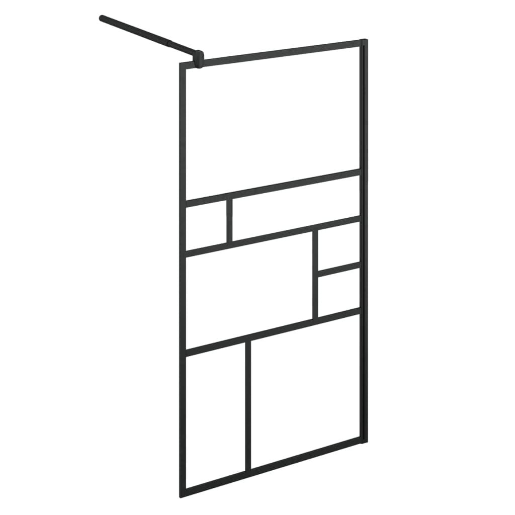 Walk-in Shower Wall with Shelf Black 39.4"x76.8" ESG Glass&Aluminum image 5