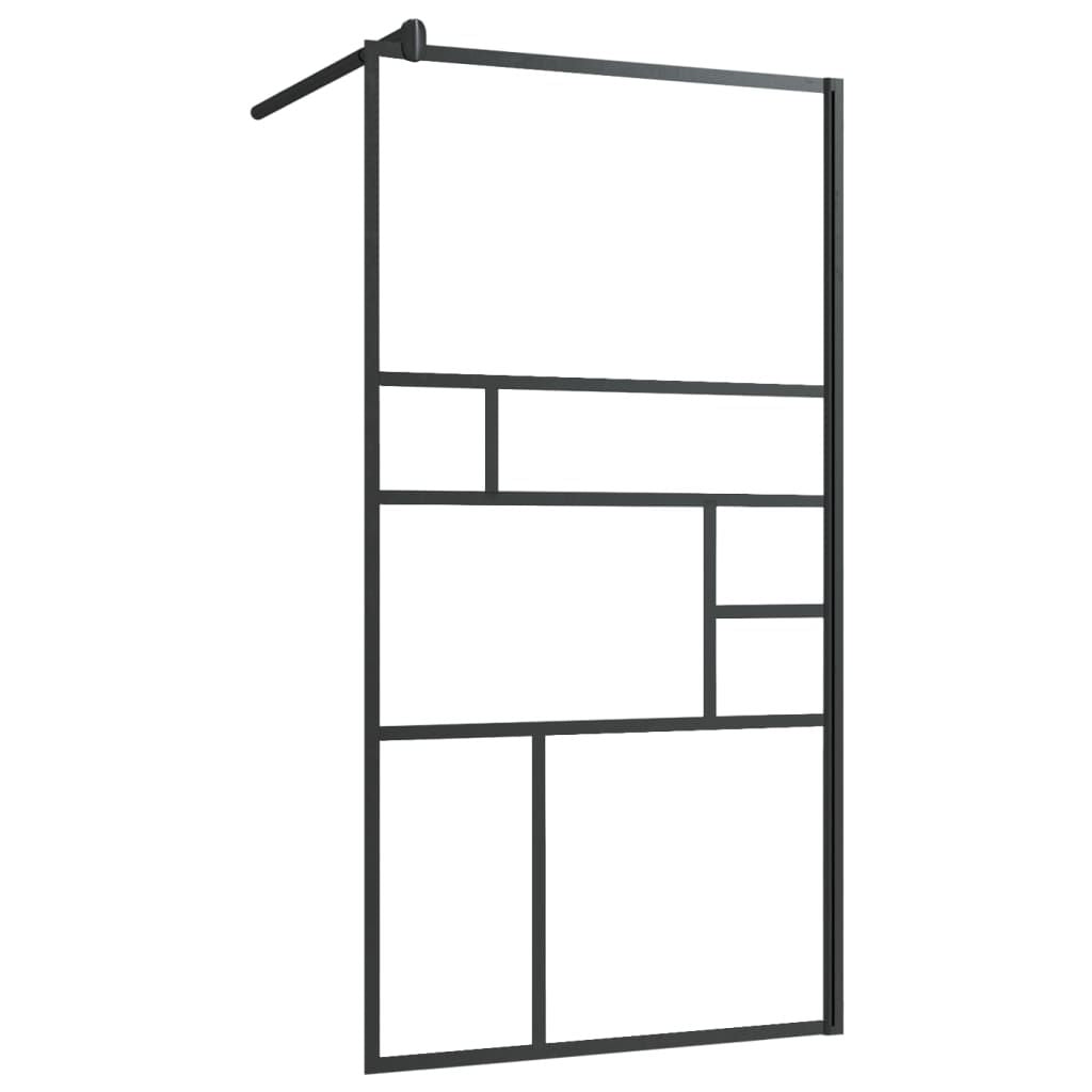 Walk-in Shower Wall with Shelf Black 39.4"x76.8" ESG Glass&Aluminum image 3