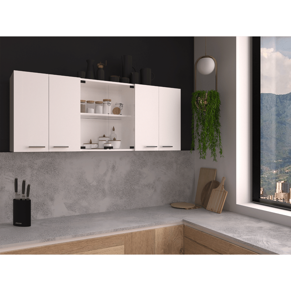 Wall cabinet 24" H, four Doors, with two internal Shelves and internal plate and glass organizer, two Storage Shelves wi image 1