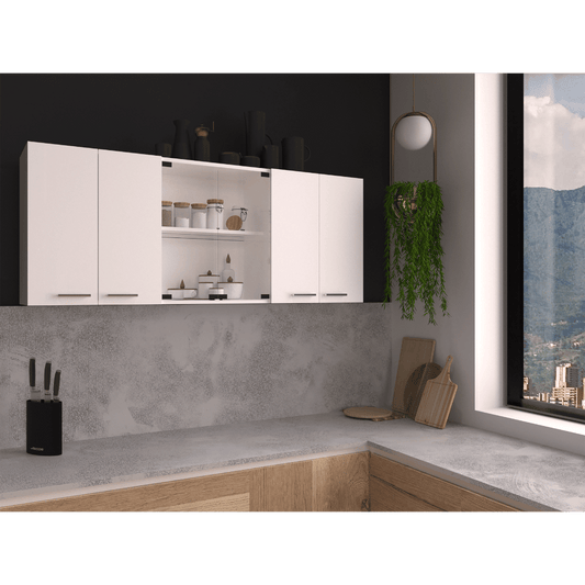 Wall cabinet 24" H, four Doors, with two internal Shelves and internal plate and glass organizer, two Storage Shelves wi image 1