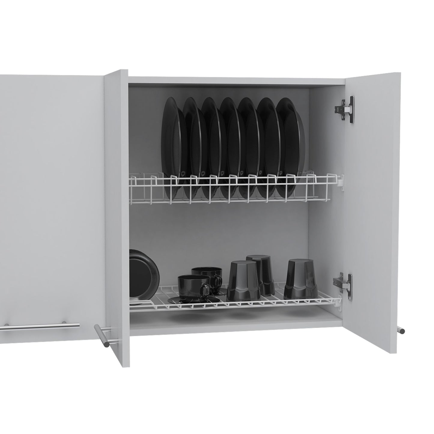 Wall Cabinet 24" H, four Doors, with two internal Shelves and internal plate and glass organizer, white image 5