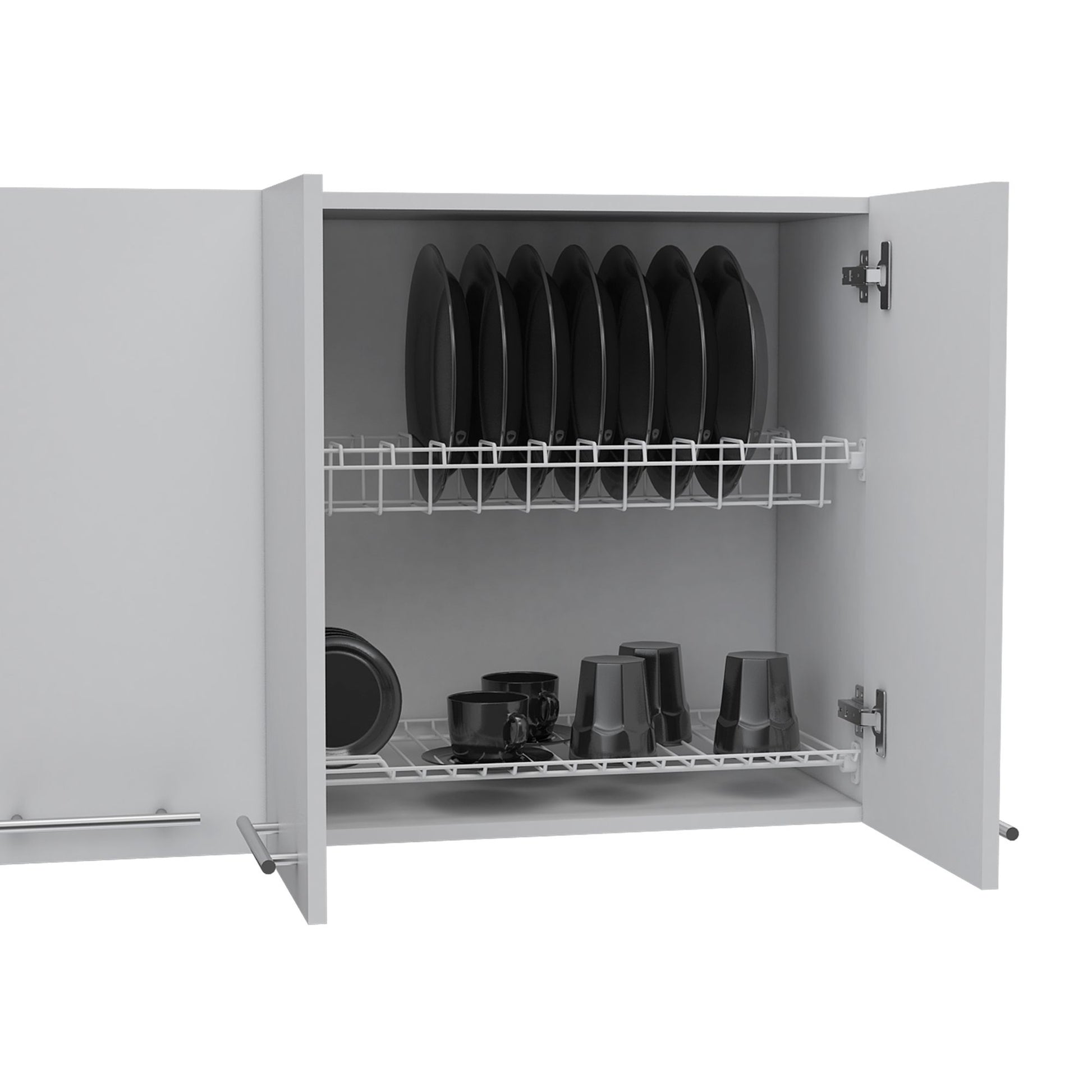 Wall Cabinet 24" H, four Doors, with two internal Shelves and internal plate and glass organizer, white image 5