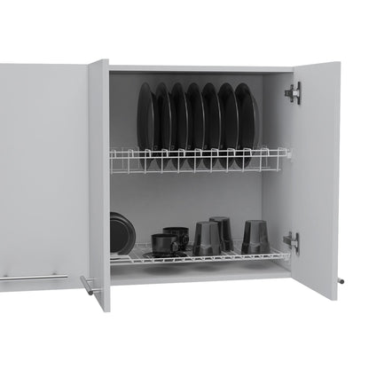 Wall Cabinet 24" H, four Doors, with two internal Shelves and internal plate and glass organizer, white image 5